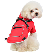 Cargar imagen en el visor de la galería, Dog wears Puppia Mallory Winter Fleece Dog Vest with Harness in Red
