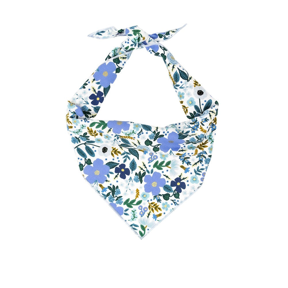 Floral Spring Dog Tie Bandana with cute blue flowers