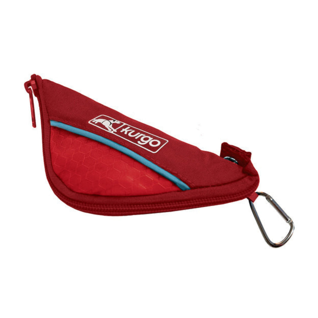 Folded Kurgo Zippy Portable Dog Bowl in Red
