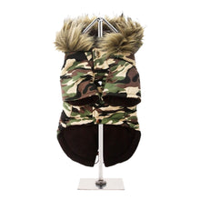 Load image into Gallery viewer, Forest Camouflage Fish Tail Dog Parka - underside view
