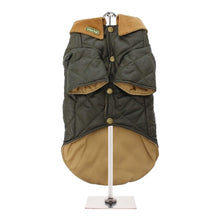 Load image into Gallery viewer, Forest Green Quilted Town and Country Dog Coat - underside view
