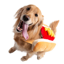 Load image into Gallery viewer, Happy dog wears a Hot Dog Costume
