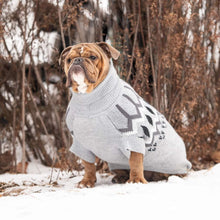 Cargar imagen en el visor de la galería, Heritage Turtleneck Dog Sweater in Grey Mix is Perfect for Larger Breed Dogs Too
