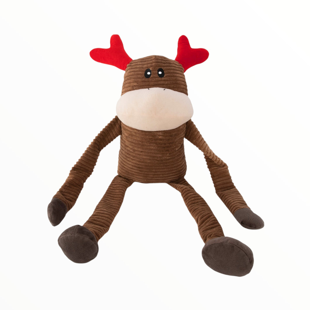 Holiday Crinkle Reindeer Plush Dog Toy