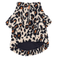 Cargar imagen en el visor de la galería, Leopard Sherpa One Quarter Zip Dog Pullover - Underside View
