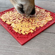 Load image into Gallery viewer, Peanut butter works well with the Red Bones Emat Enrichment Licking Mat for Dogs
