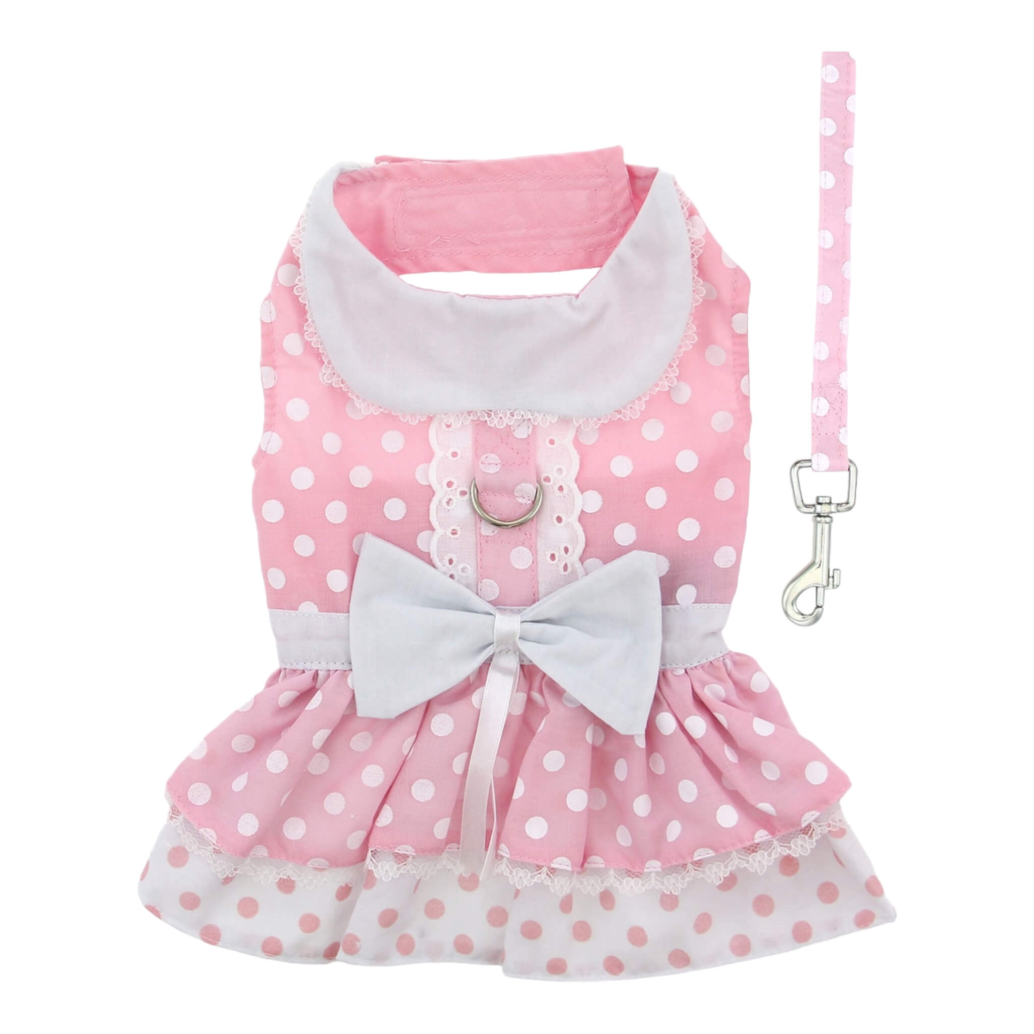 lace dog dress Pink Polka Dot and Lace Dog Dress Set with Leash X-Small