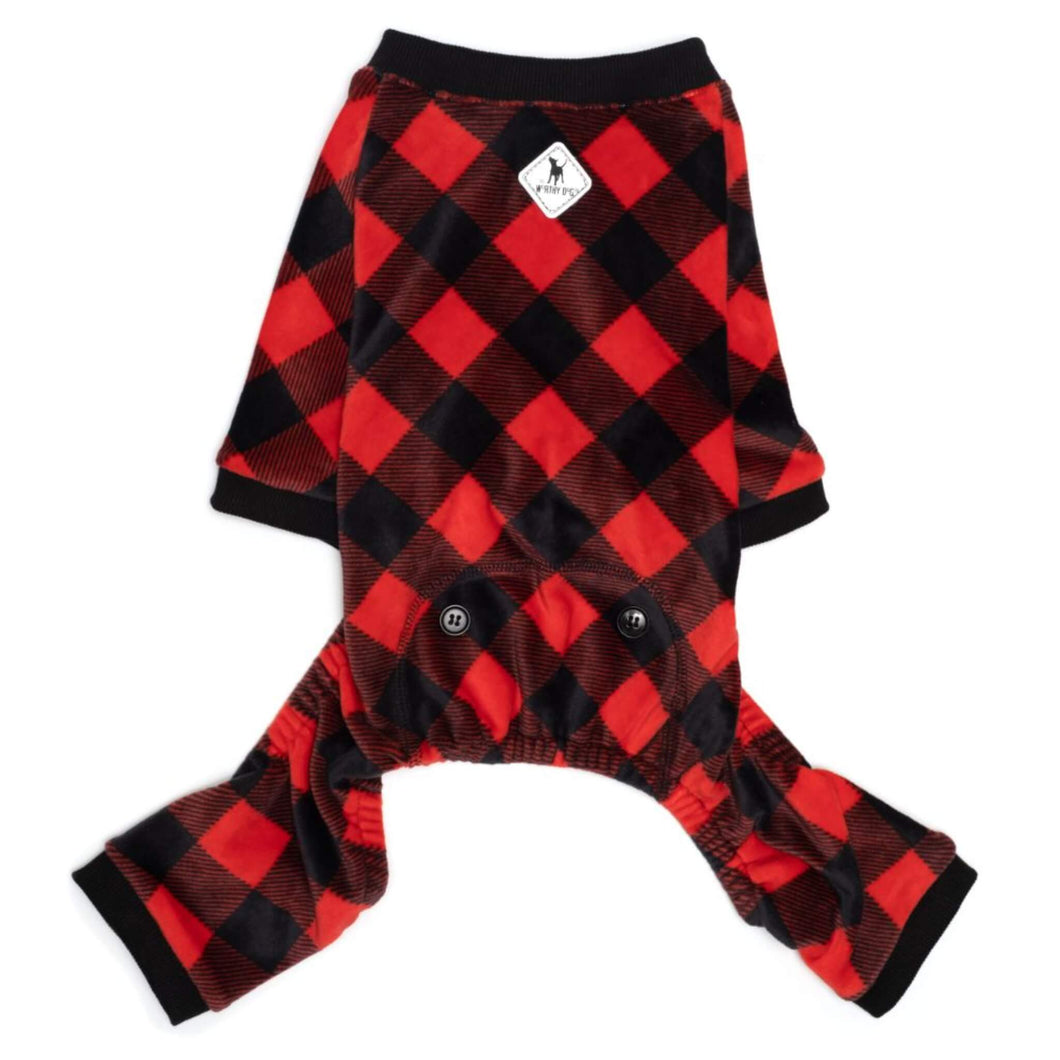 Red and Black Buffalo Dog Jammies with Reflective Logo