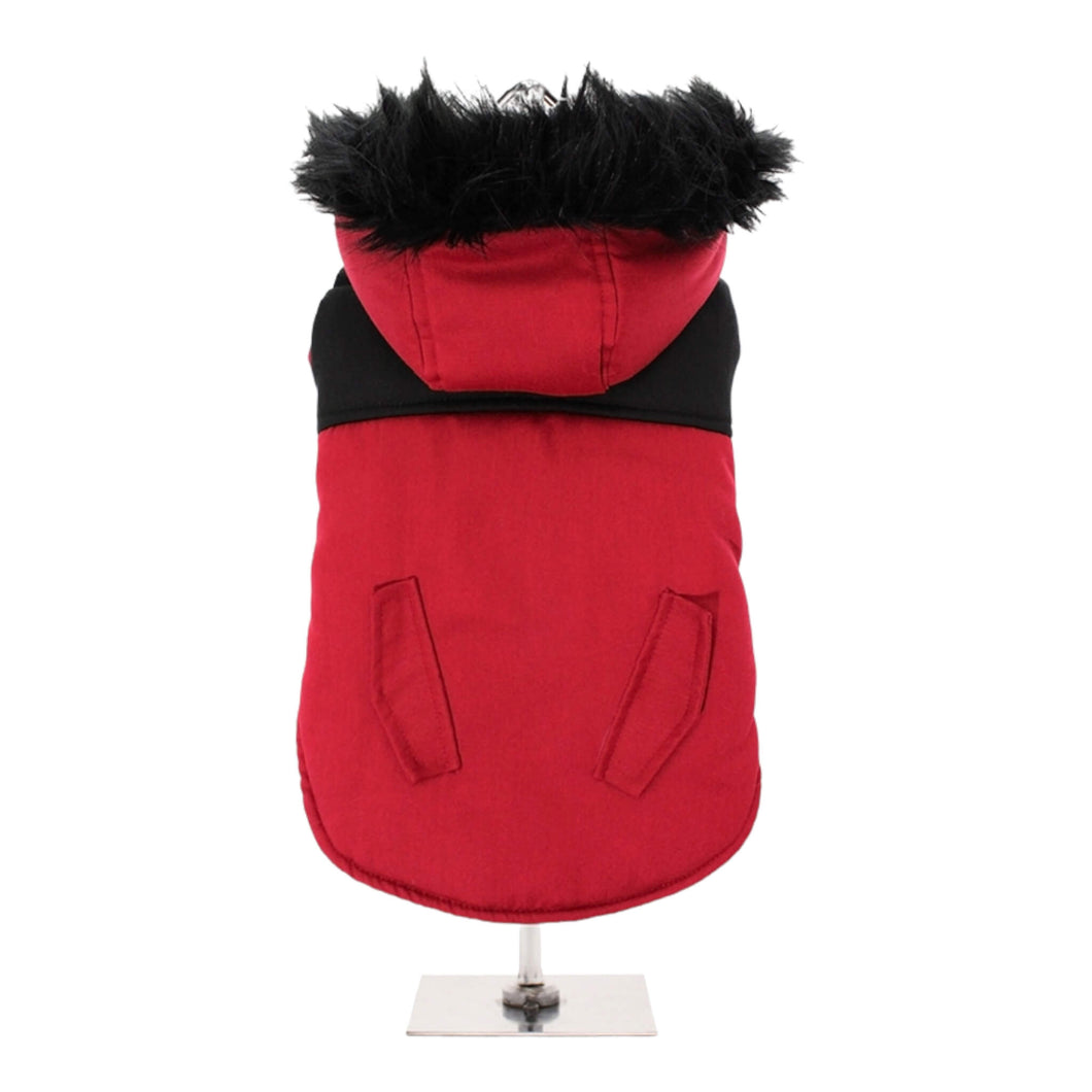 Red on Black Two Tone Dog Parka