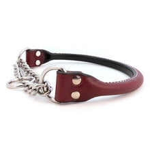Load image into Gallery viewer, Rolled Leather Martingale Dog Collar in Burgundy

