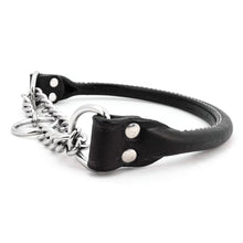Load image into Gallery viewer, Rolled Leather Martingale Dog Collar in Black
