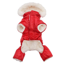 Load image into Gallery viewer, Ruffin It Dog Snow Suit Harness with Removable Hood - Inside View

