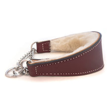 Load image into Gallery viewer, Shearling-lined Martingale Dog Collar in Burgundy
