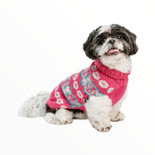 Load image into Gallery viewer, Small breed dog models Rose Alpaca Fair Isle Dog Sweater
