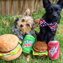 Cargar imagen en el visor de la galería, Small breed dogs love the Dr Pooper durable Plush Dog Toy - perfect for picnics
