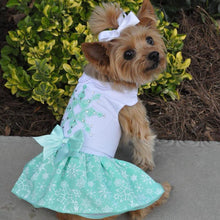 Load image into Gallery viewer, turquoise-crystal-dog-dress-with-matching-leash
