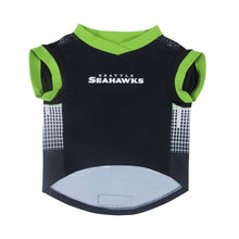 Load image into Gallery viewer, Front View of the Hip Doggie Seattle Seahawks T-Shirt for Dogs
