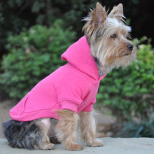 Load image into Gallery viewer, yorkie-wears-flex-fit-hoodie-in-pink
